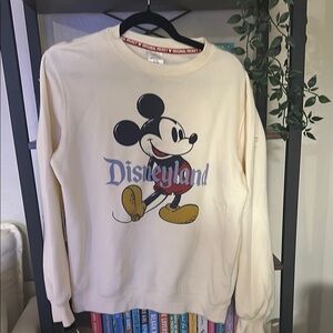 Disney Cream Crewneck Sweater with Mickey Mouse Graphic